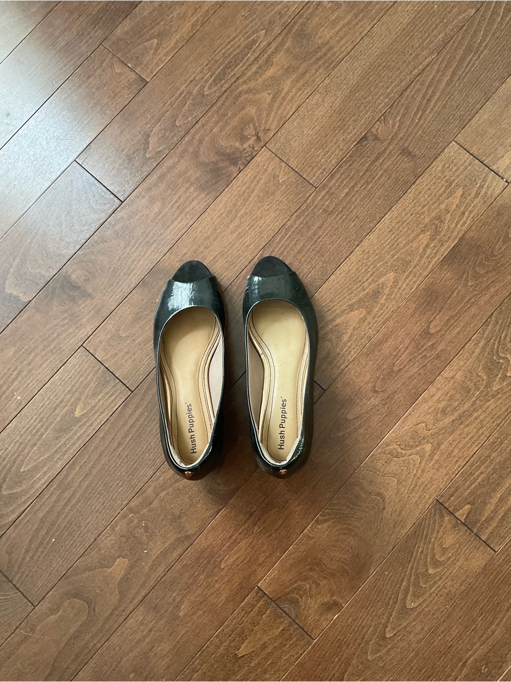 Hush Puppies Black Patent Wedge Shoes